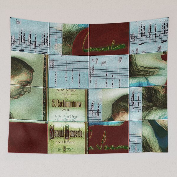 Item preview, AMAZING PAINTING ABSTRACT PORTRAIT OF SERGEI RACHMANINOFF PIANIST MUSICIAN COMPOSER - CLASSICAL MUSIC SCORE - PATCHWORK SIGNATURE designed and sold by Ralek.