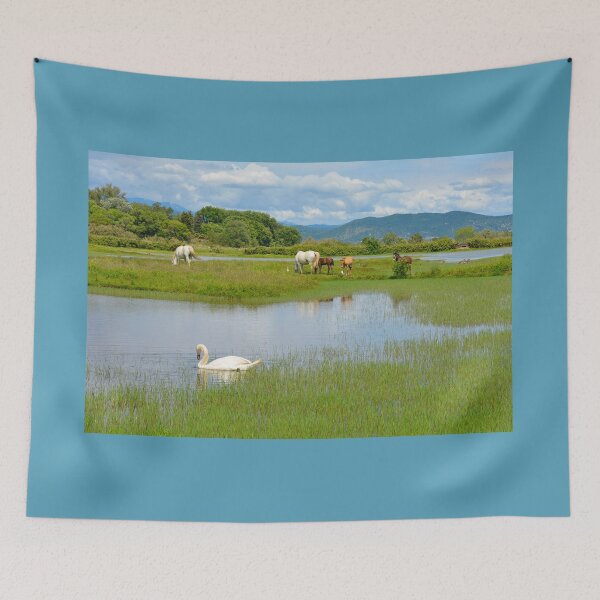 Item preview, Wild Horses and Swan in Italian Wetland designed and sold by jojobob.