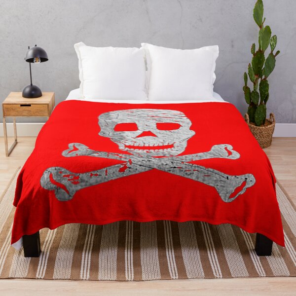 Artikelvorschau, Authentische Piratenflagge - ROT - Totenkopf und gekreuzte Knochen entworfen und verkauft von Tree45.