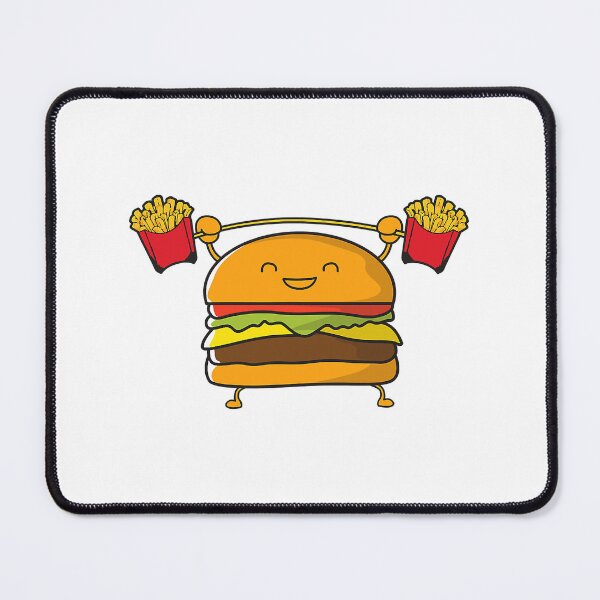 Item preview, Burger Lifting Fries Funny Food Snatch Squat Barbell Weight designed and sold by GeorgiHeyward.