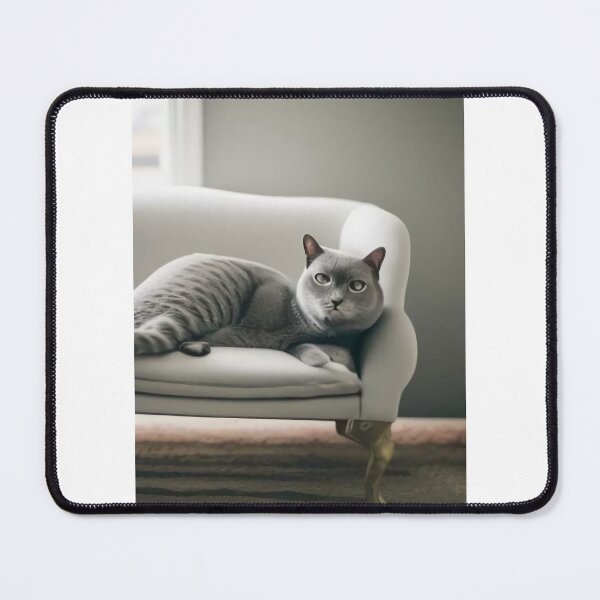 Item preview, British Shorthair Cat Laying on White Couch designed and sold by ColorSpot.