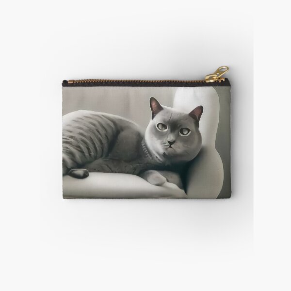 Item preview, British Shorthair Cat Laying on White Couch designed and sold by ColorSpot.