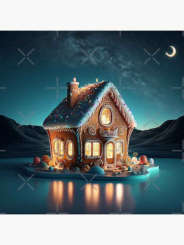 "Lake Gingerbread House Night" Sticker for Sale by InsterDesign
