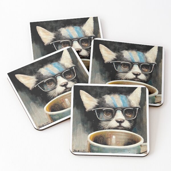 Item preview, Hipster Cat enjoying a coffee  designed and sold by GoateeCo.