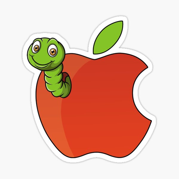 Apple with a worm Sticker