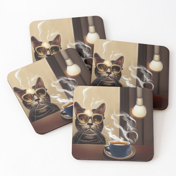Item preview, Hipster Cat enjoying a coffee designed and sold by GoateeCo.