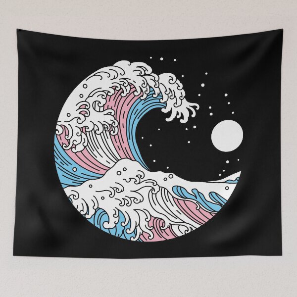 Item preview, Great Wave of Kanagawa Transgender Pride Flag designed and sold by Queer Pride Shop.