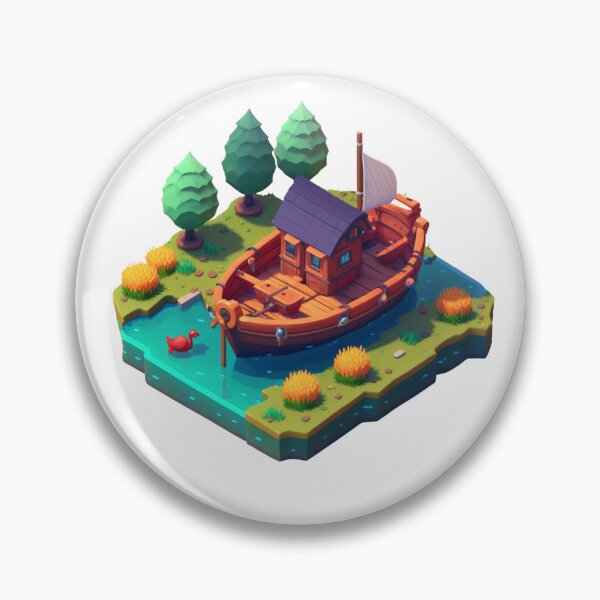 Item preview, Cute Boat Isometric Art designed and sold by CosyBubble.