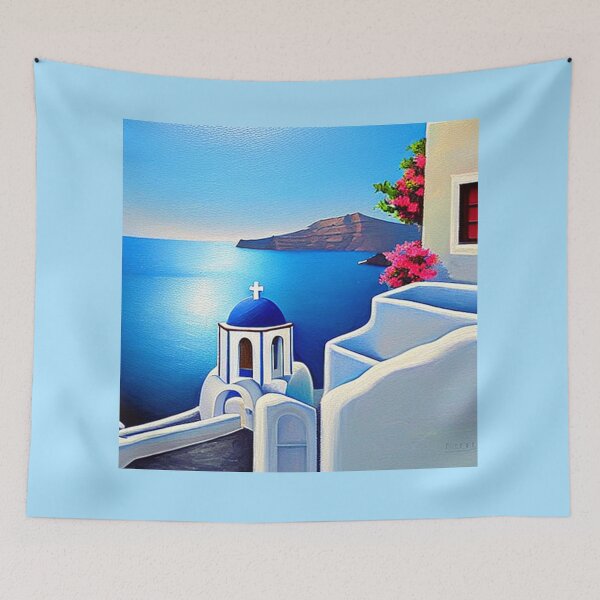 Item preview, Santorini Houses - Painting 1 - Throw Pillows and Prints.  designed and sold by ScatterHub.