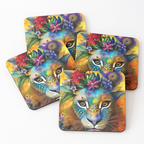Item preview, Leopard with exotic flowers, Safari animals, Majestical Tigress designed and sold by Huesoffun.