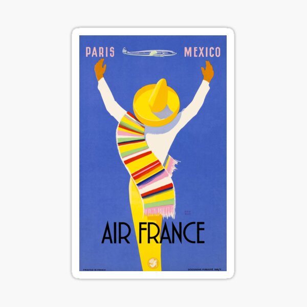 Item preview, 1954 Air France Paris To Mexico Travel Poster designed and sold by retrographics.