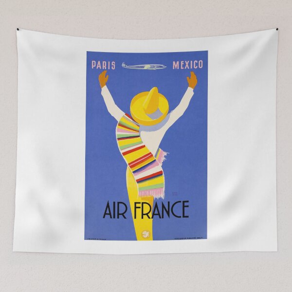 Item preview, 1954 Air France Paris To Mexico Travel Poster designed and sold by retrographics.