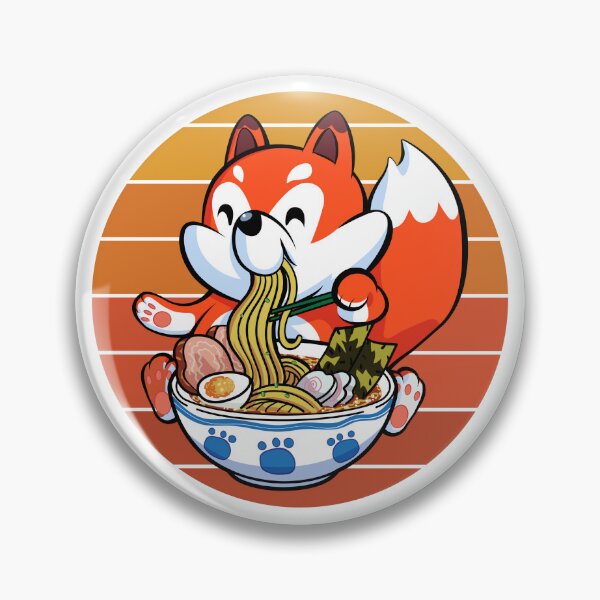 Item preview, Sunset Kawaii Cute Fox Dog Eating Ramen Noodle  designed and sold by 27th-Tee.