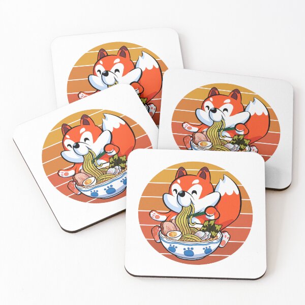 Item preview, Sunset Kawaii Cute Fox Dog Eating Ramen Noodle  designed and sold by 27th-Tee.