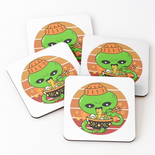 Item preview, Sunset Kawaii Cute Alian Eating Ramen Noodle  designed and sold by 27th-Tee.