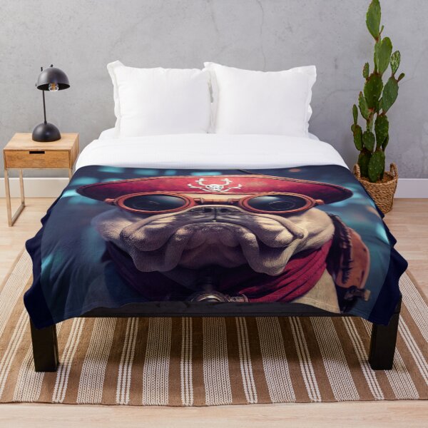 Item preview, Portrait of funny Bulldog dog dressed up with pirate hat designed and sold by MimozaStudio.