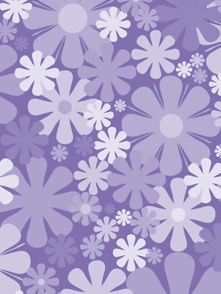 Retro Flowers 60s 70s Aesthetic Floral Pattern in Lavender