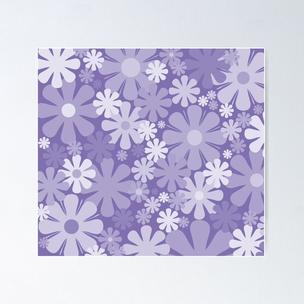 Retro Flowers 60s 70s Aesthetic Floral Pattern in Lavender Purple