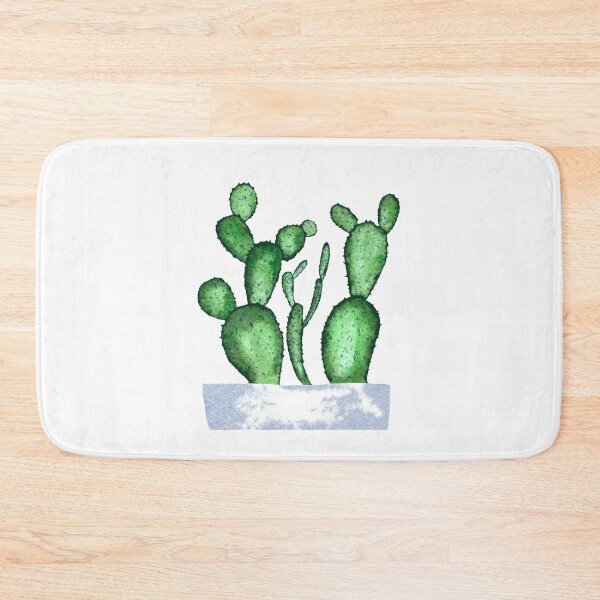 Item preview, Green cactus branch white pot watercolor sketch  designed and sold by Yana Mustafina | Boho Soulful Designs.