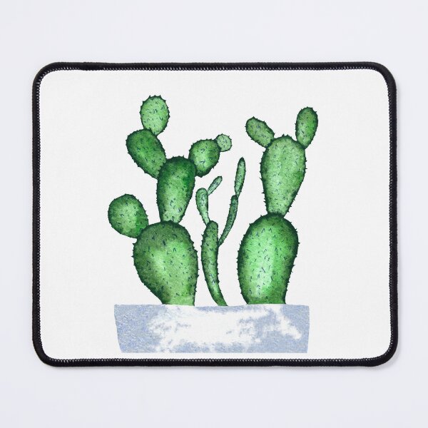 Item preview, Green cactus branch white pot watercolor sketch designed and sold by Yana Mustafina | Boho Soulful Designs.