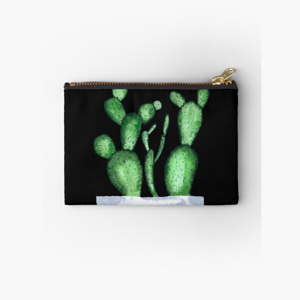 Item preview, Green cactus branch white pot watercolor sketch black designed and sold by Yana Mustafina | Boho Soulful Designs.