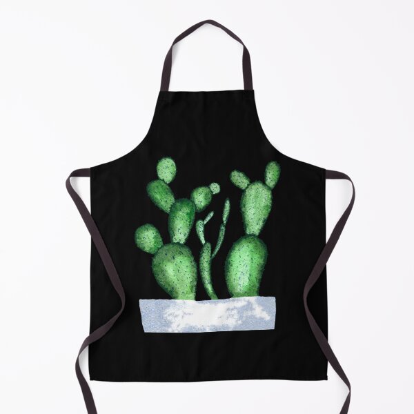 Item preview, Green cactus branch white pot watercolor sketch black designed and sold by Yana Mustafina | Boho Soulful Designs.