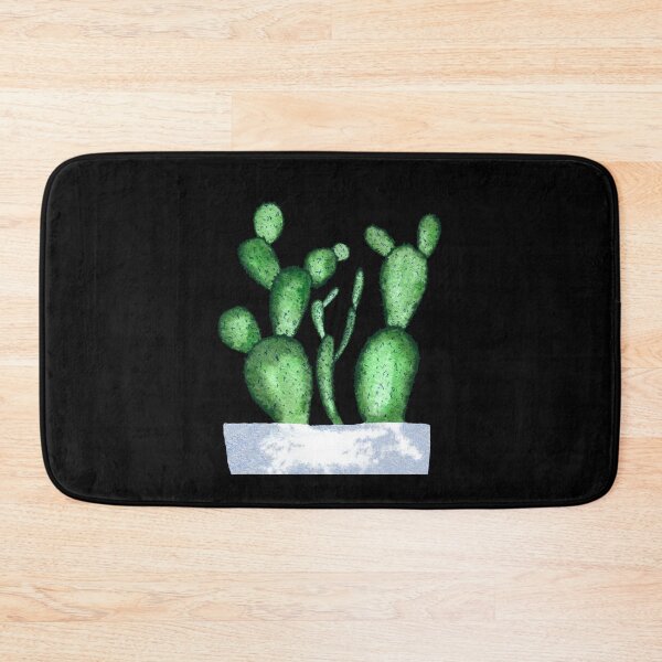Item preview, Green cactus branch white pot watercolor sketch black designed and sold by Yana Mustafina | Boho Soulful Designs.
