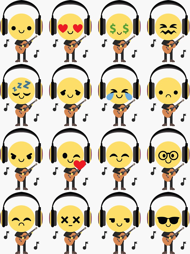"Acoustic Guitar Emoji " Sticker by HippoEmo Redbubble