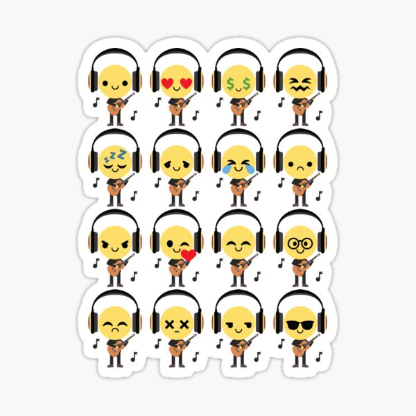 "Acoustic Guitar Emoji " Sticker by HippoEmo Redbubble