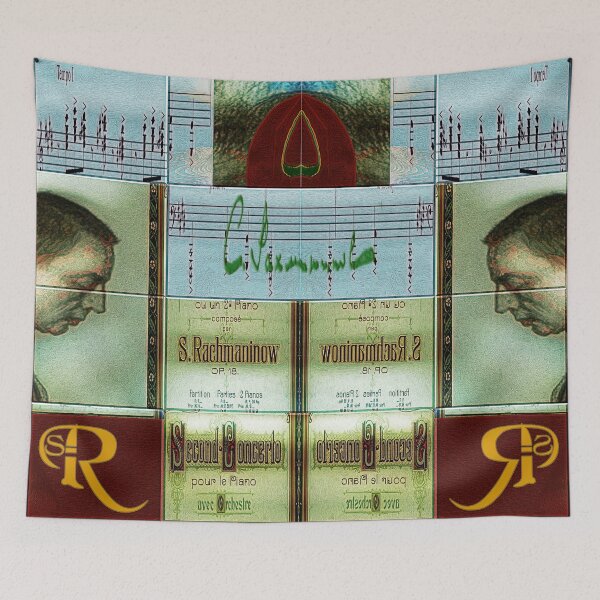 Item preview,  AMAZING PAINTING ABSTRACT PORTRAIT OF SERGEI RACHMANINOFF PIANIST MUSICIAN COMPOSER - CLASSICAL MUSIC SCORE - PATCHWORK SIGNATURE designed and sold by Ralek.