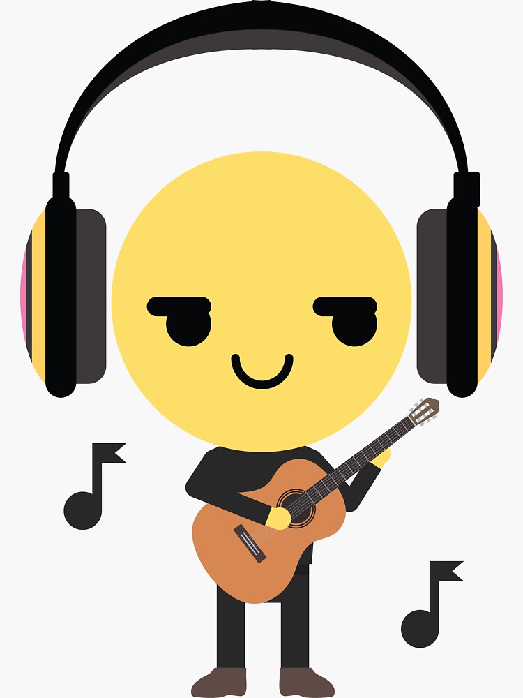 "Acoustic Guitar Emoji " Sticker for Sale by HippoEmo Redbubble
