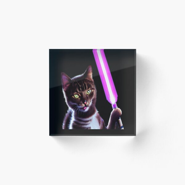 Item preview, Fun Cat Print ~ Fantasy Cat ~ Sci-fi Cat ~ Cats with Lightsabers  designed and sold by C0d3man25.
