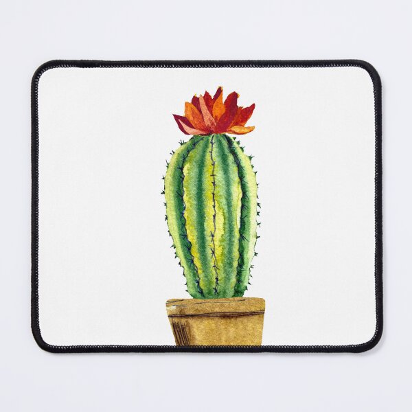 Item preview, Cactus green brown pot a watercolor sketch designed and sold by Yana Mustafina | Boho Soulful Designs.