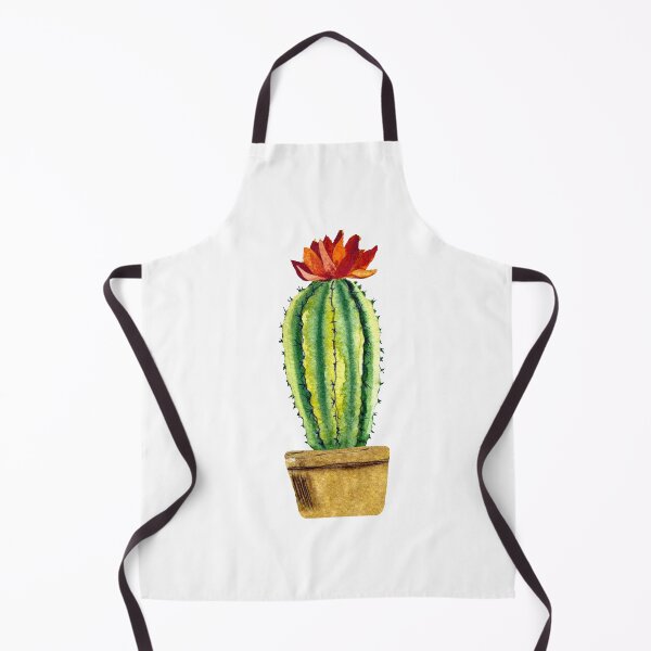Item preview, Cactus green brown pot a watercolor sketch designed and sold by Yana Mustafina | Boho Soulful Designs.