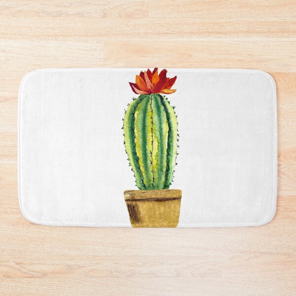 Item preview, Cactus green brown pot a watercolor sketch designed and sold by Yana Mustafina | Boho Soulful Designs.