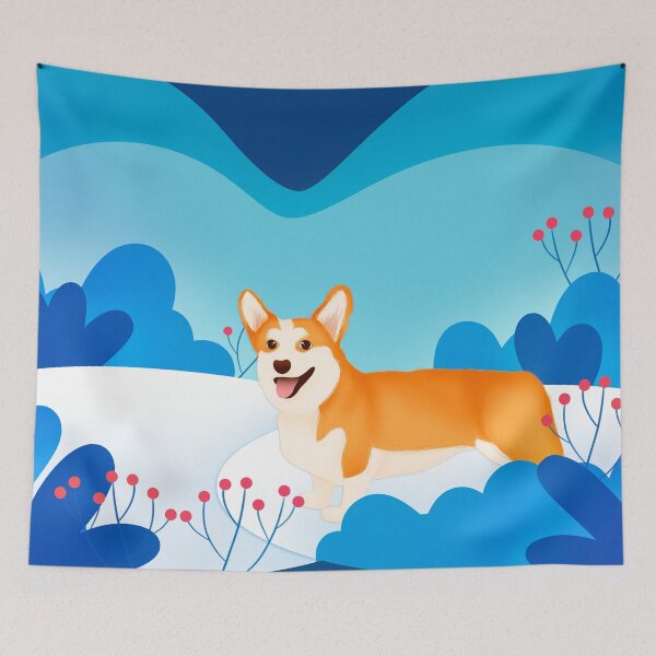 Item preview, Corgi Taps in Snow Landscape designed and sold by Ameliamaar.