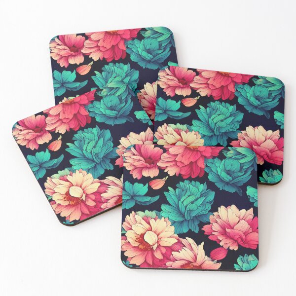 Item preview, Florally Magenta and Teal on Black designed and sold by Patternifico.