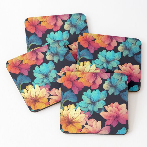 Item preview, Florally Teal Magenta Yellow on Black designed and sold by Patternifico.