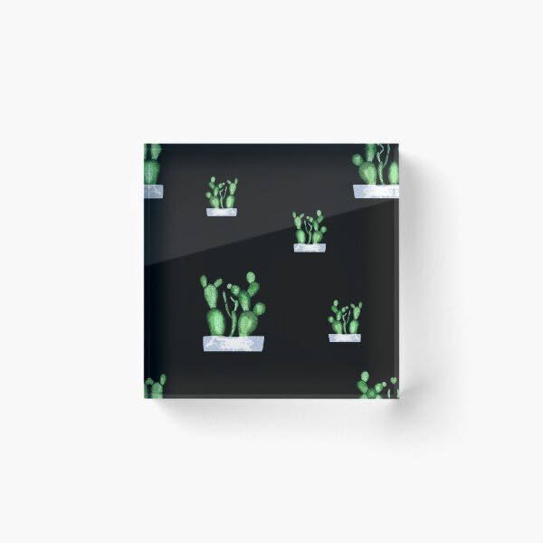 Artikelvorschau, Cactus green seamless pattern a watercolor sketch black entworfen und verkauft von Yana Mustafina | Boho Soulful Designs.