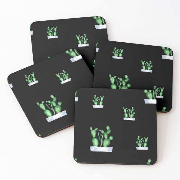 Item preview, Cactus green seamless pattern a watercolor sketch black designed and sold by Yana Mustafina | Boho Soulful Designs.