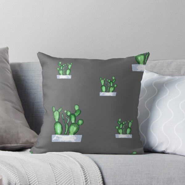 Item preview, Cactus green seamless pattern a watercolor sketch grey  designed and sold by Yana Mustafina | Boho Soulful Designs.