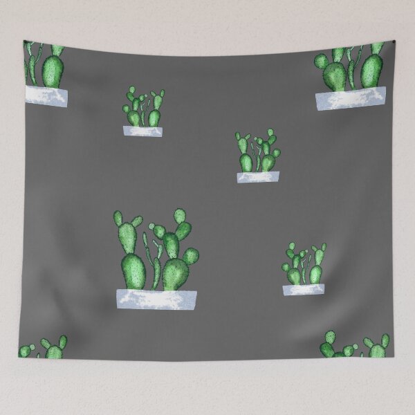 Item preview, Cactus green seamless pattern a watercolor sketch grey  designed and sold by Yana Mustafina | Boho Soulful Designs.