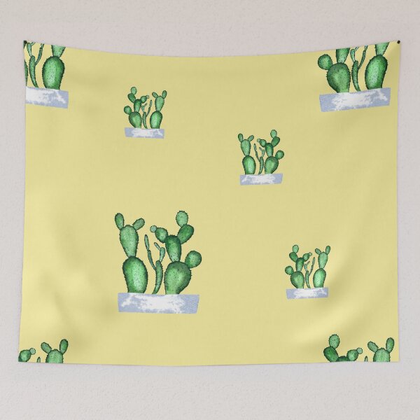 Item preview, Cactus green seamless pattern a watercolor sketch yellow designed and sold by Yana Mustafina | Boho Soulful Designs.