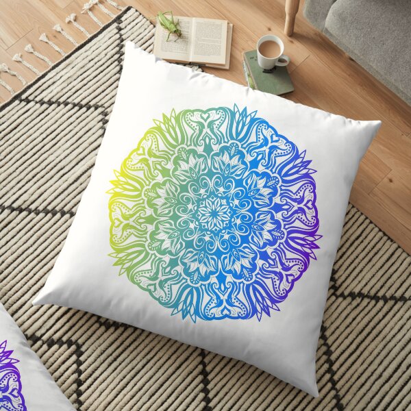 Colorful abstract ethnic floral mandala design Floor Pillow
