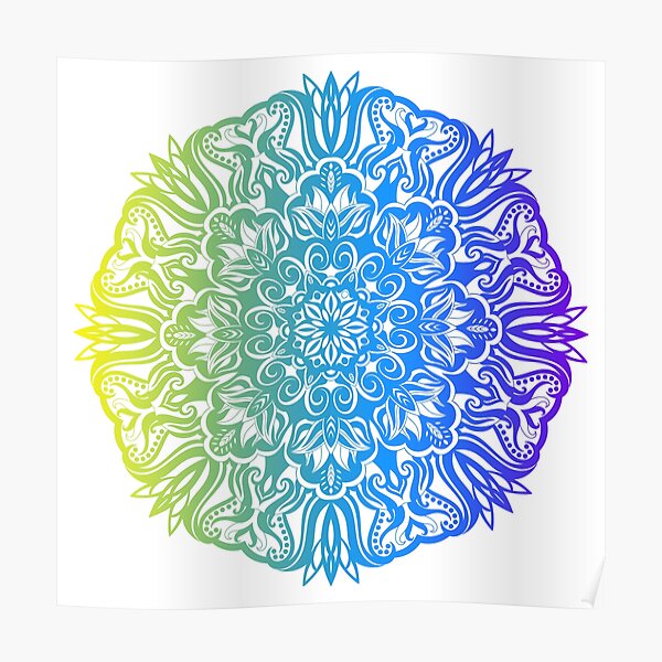 Colorful abstract ethnic floral mandala design Poster