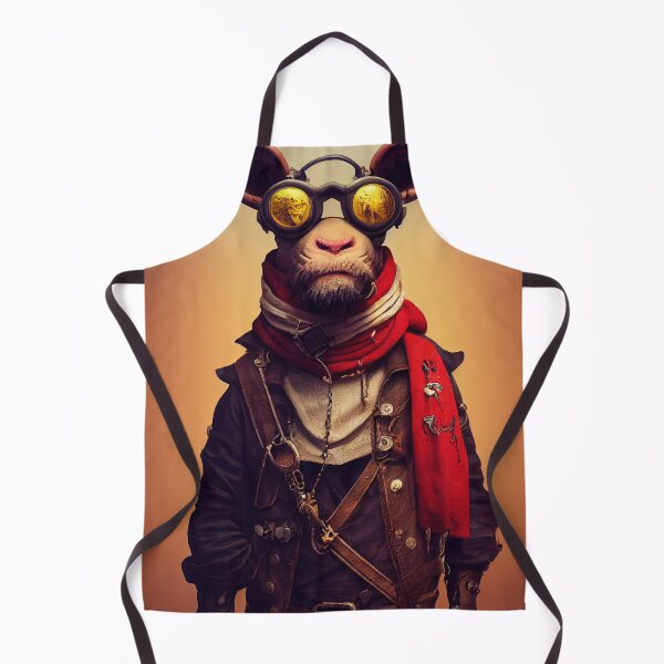 Item preview, Cyberpunk Pirate Bull Wearing a Long Leather Jacket designed and sold by MimozaStudio.