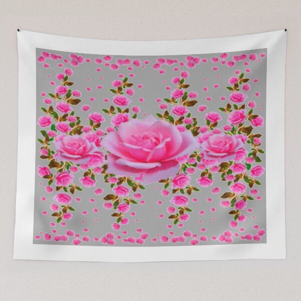 Item preview, PINK GARDEN ROSE PATTERNS GREY ART   designed and sold by sharlesart.