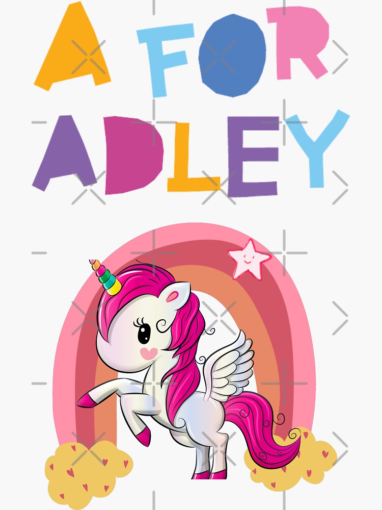 "a for adley unicorn" Sticker for Sale by ayoubbich Redbubble