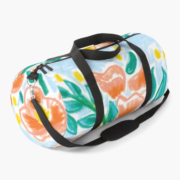 Item preview, Coral and light blue expressive blooms designed and sold by TiffanyMackay.