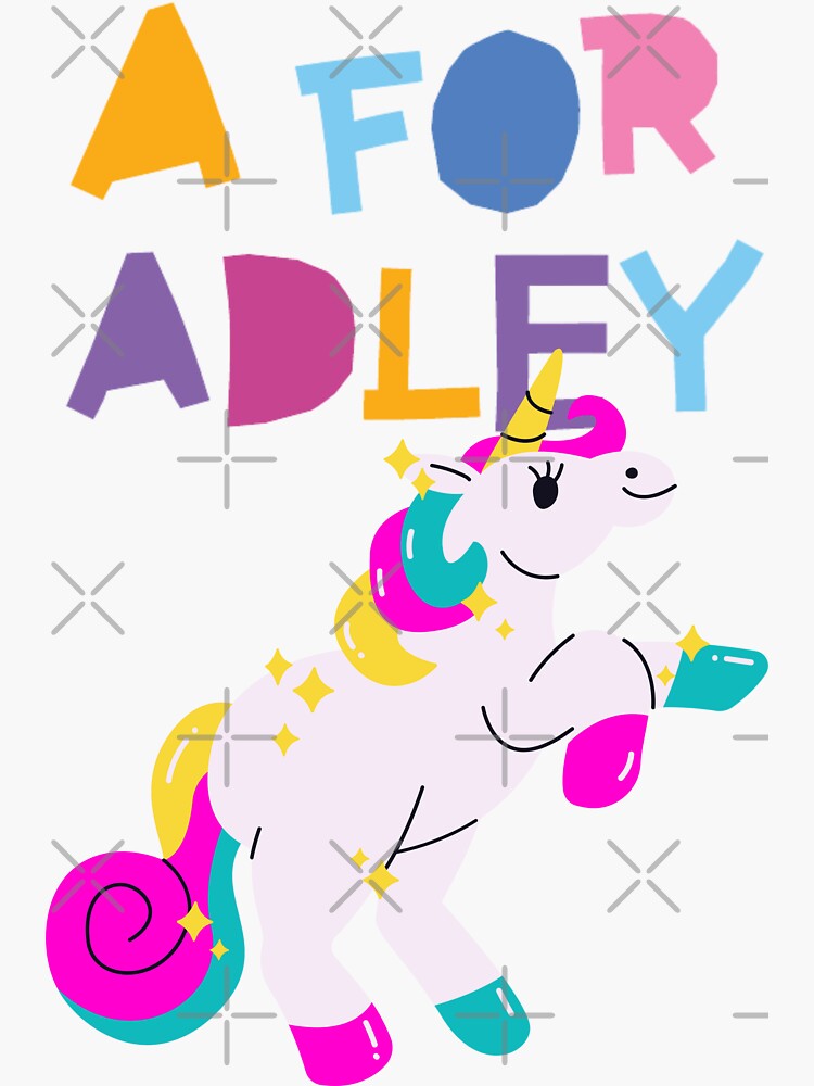"a for adley unicorn" Sticker for Sale by ayoubbich Redbubble